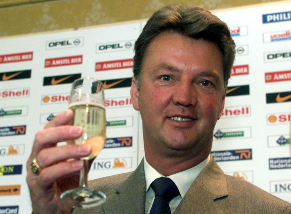 Louis Van Gaal toasts being appointed Holland boss in 2000