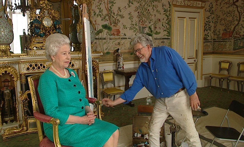 The monarch had been sitting for her 2005 portrait painted by disgraced entertainer Rolf Harris