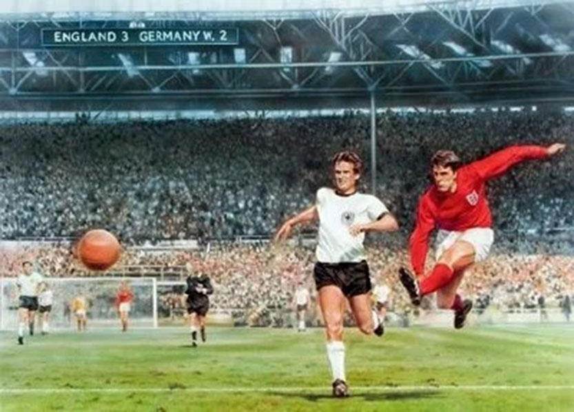 Sir Geoff makes history by scoring the winning goal in the 1966 World Cup Final against West Germany