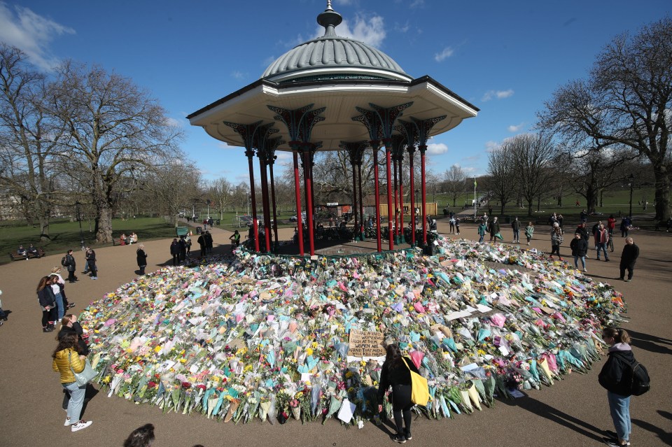 Flowers left for Sarah in Clapham after the killing