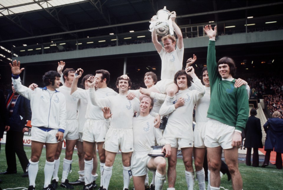 Mick Bates, far left, celebrates winning the FA Cup in 1972