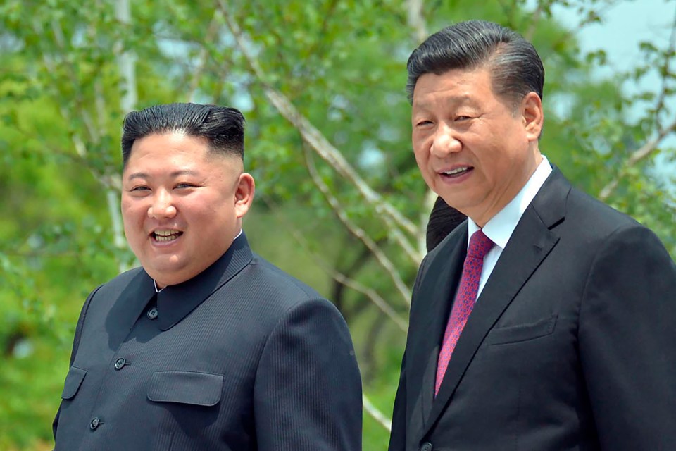 North Korean despot Kim Jong Un, left, with President Xi