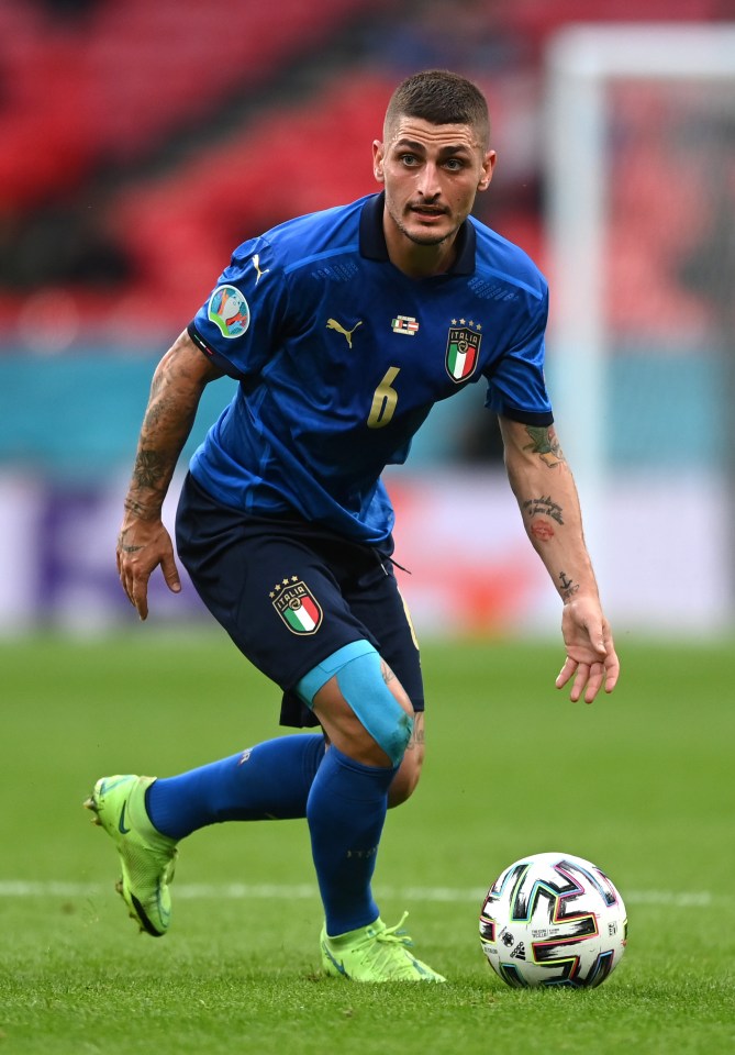 Marco Verratti of Italy runs with the ball during a Euro 2020 match