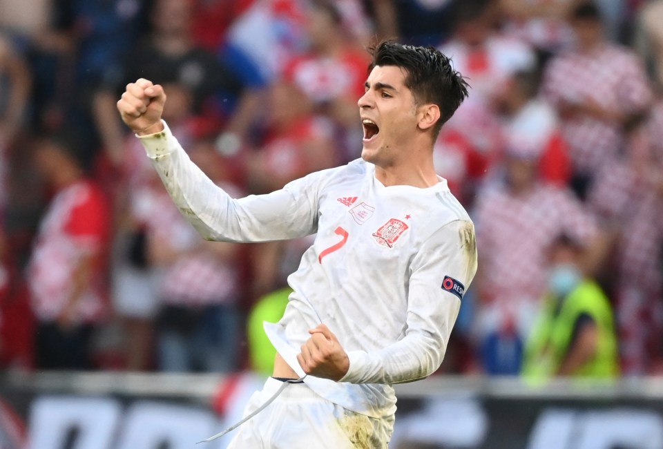 Former Chelsea star Alvaro Morata has scored twice for Spain at Euro 2020