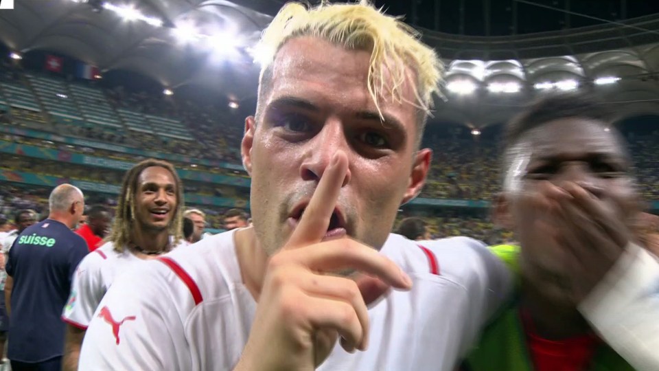 Granit Xhaka celebrates Switzerland’s shock win over France