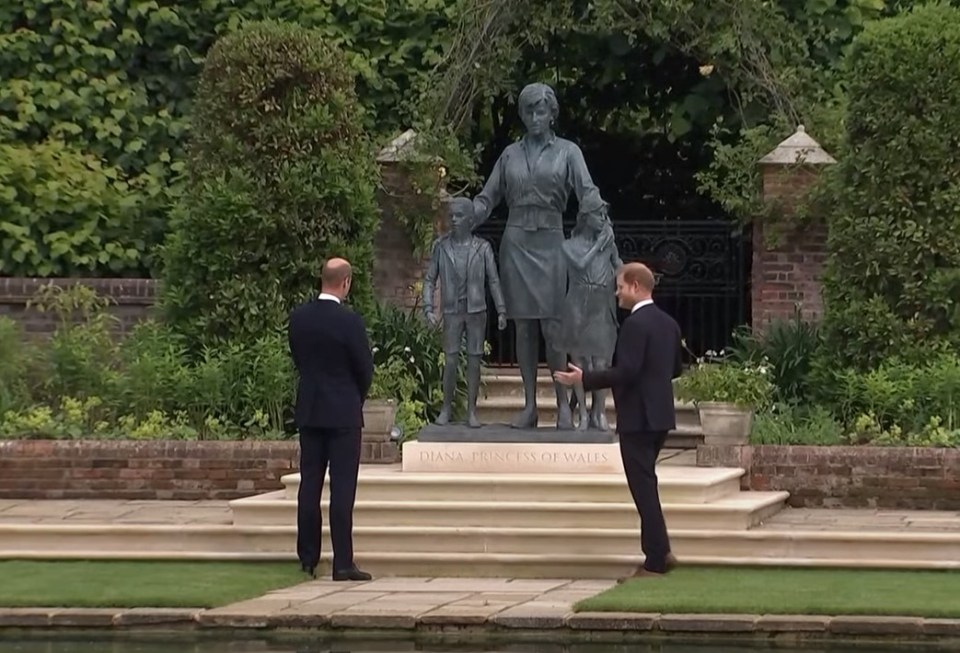 The brothers unveiled the statue in the Sunken Garden at Kensington Palace