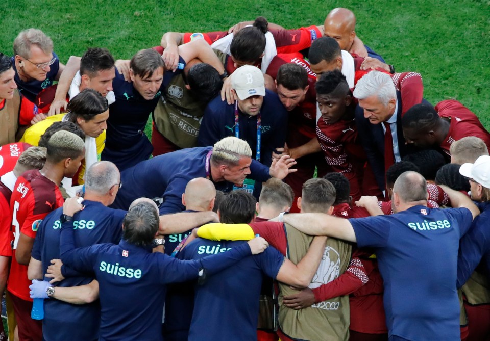 Granit Xhaka gave a passionate team talk for Switzerland against Spain… despite being suspended