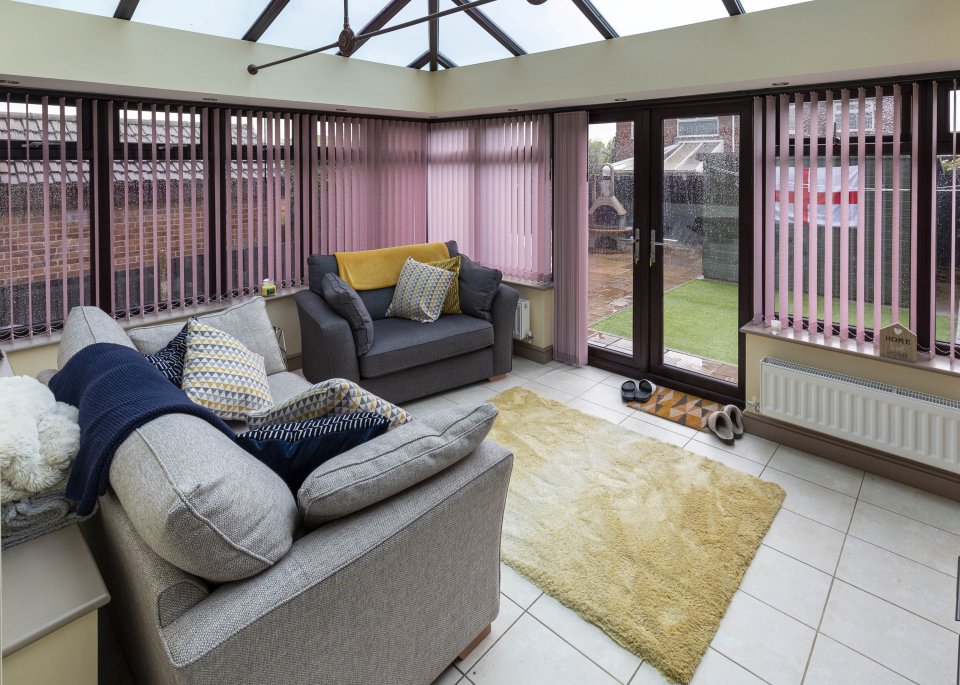 Their house comes with a conservatory which is joined to their kitchen and dining room