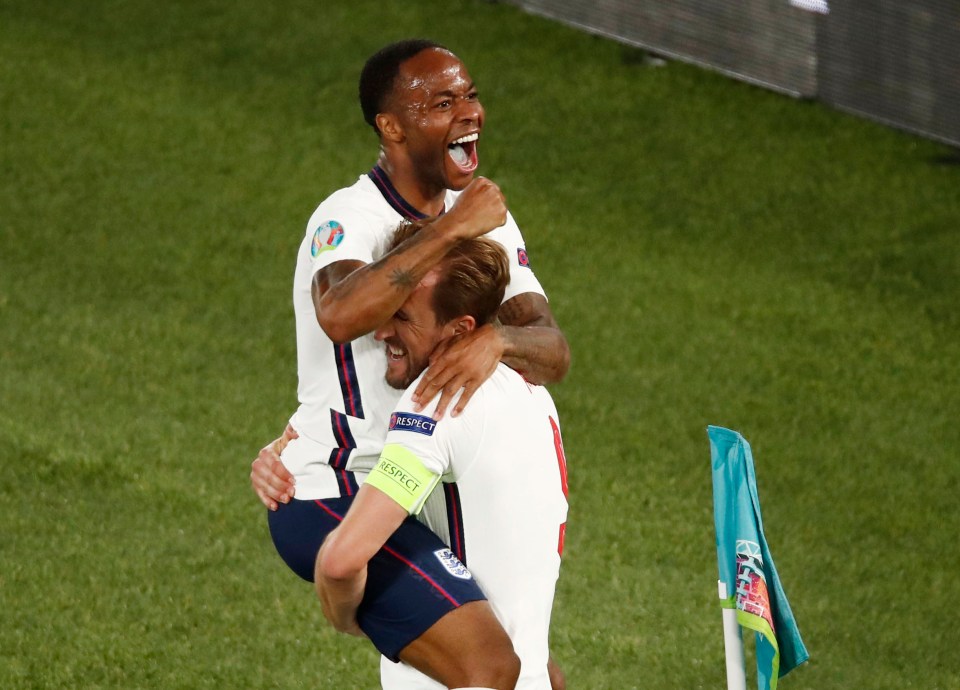 Raheem Sterling and Harry Kane celebrate