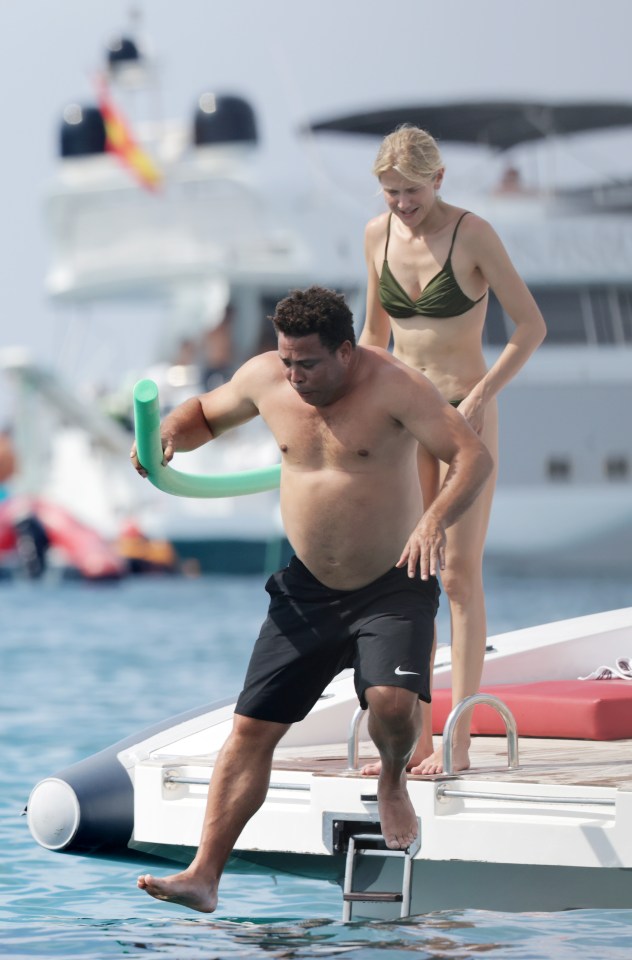 Ronaldo looked to be having fun as he splashed around in the sea on his holiday