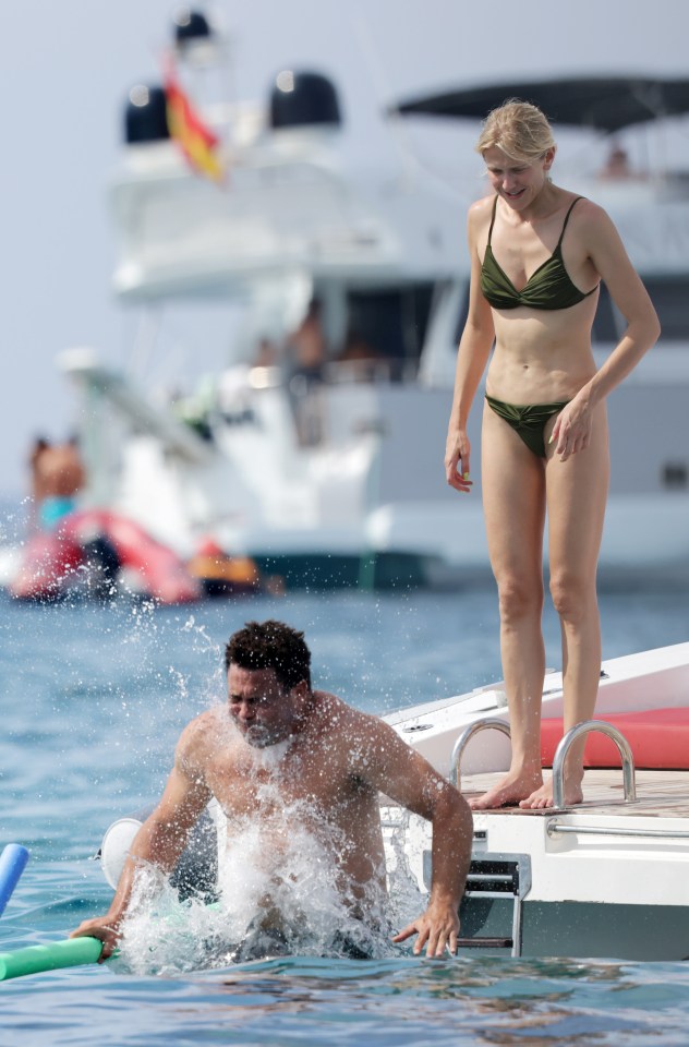 Ronaldo splashed around in the ocean with partner Celina looking on in Ibiza over the weekend