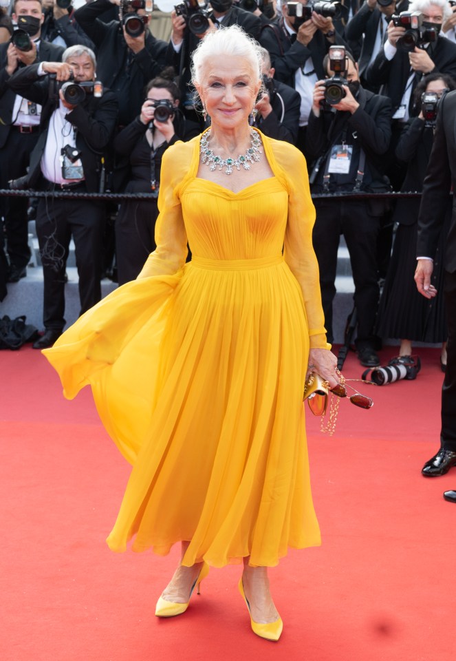 Helen Mirren outshone the rest in a yellow frock with emerald-and-diamond bib necklace