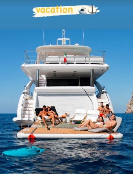 They made the most of their luxury Azimut Grande yacht with friends