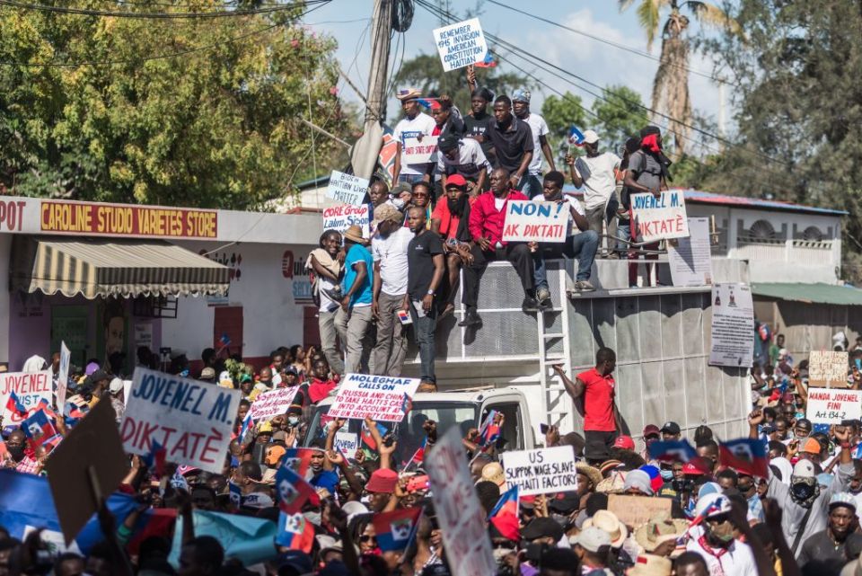 Thousands of protesters took to the streets in February denouncing President Moïse