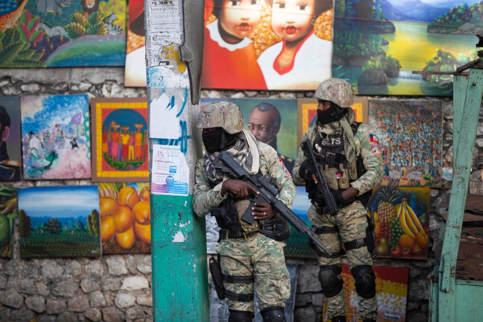 Soldiers patrol the neighbourhood where the late Haitian President lived