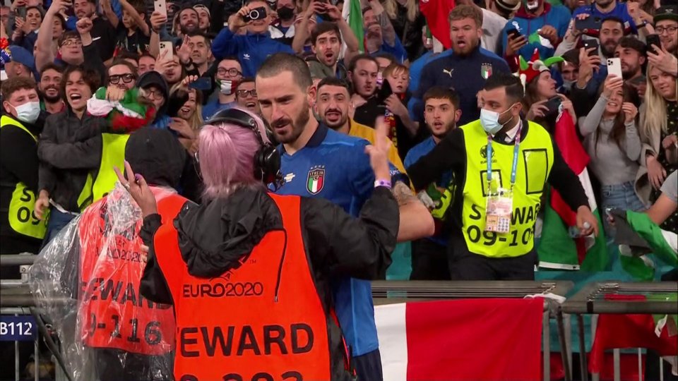 Leonardo Bonucci was left baffled as he was blocked by a Wembley steward