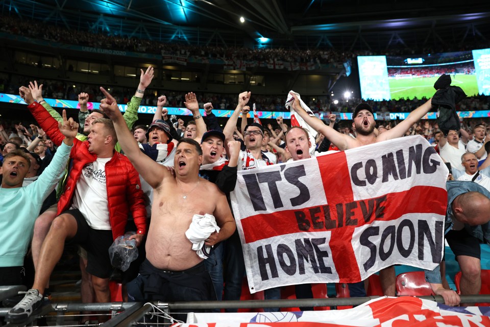 Fans went wild and chanted 'it's coming home' after the final whistle went