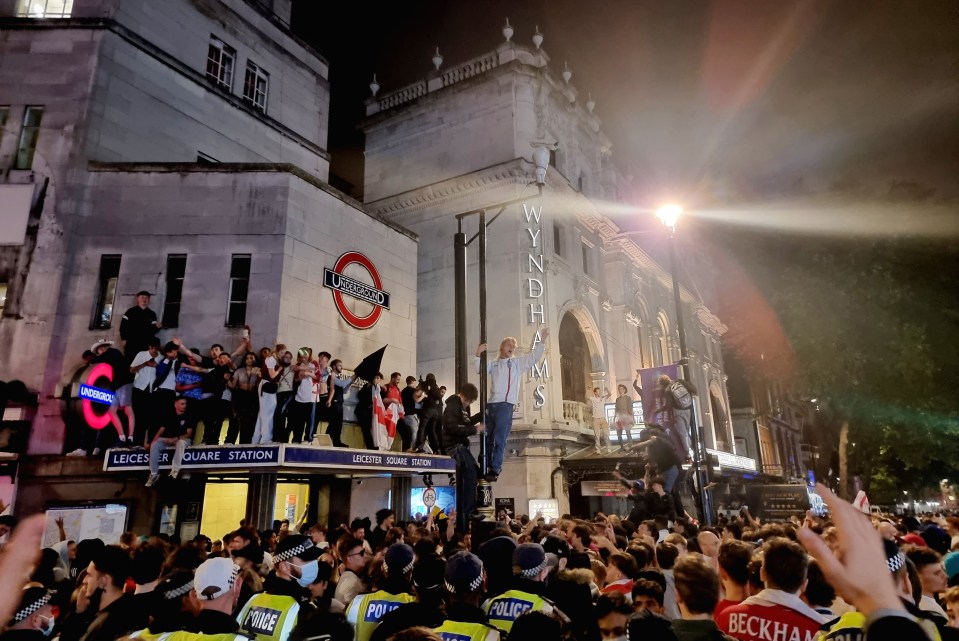 England fans - pictured after their Denmark win - have been singing the song all week