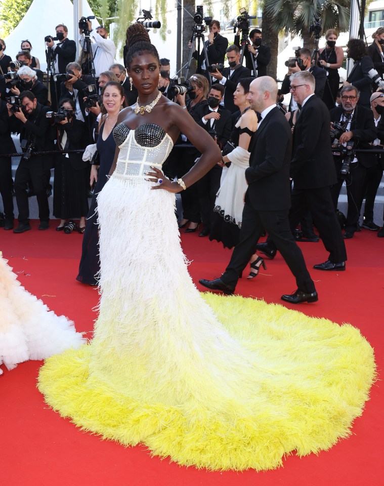 Jodie Turner-Smith looked pluming lovely in a feathered gown