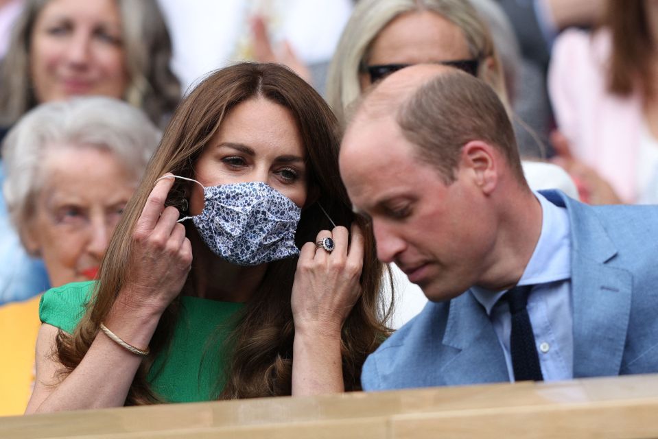 Kate wore one of her signature floral face masks for the occasion