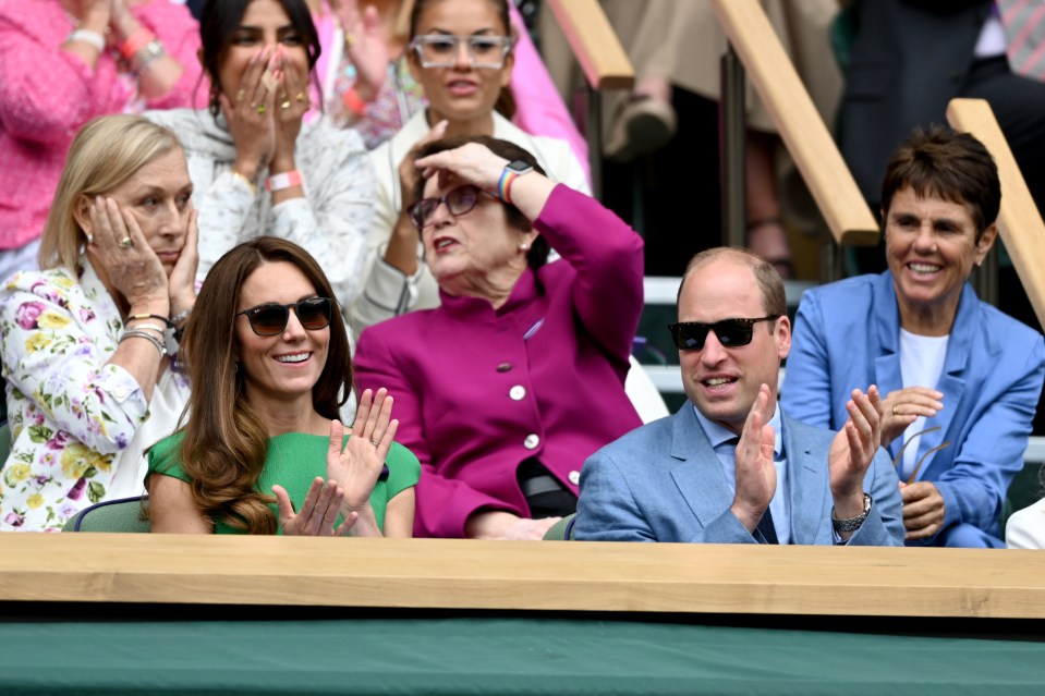 Despite clapping the players on the pitch, Prince William's body was always turned toward his wife