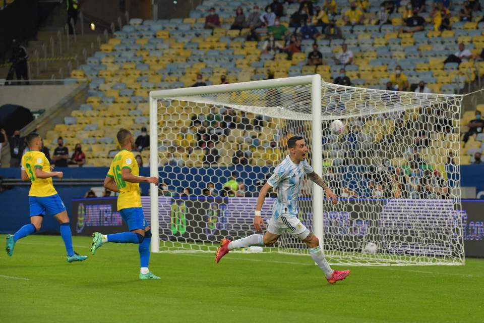 Di Maria celebrates his winning goal in the Copa America final