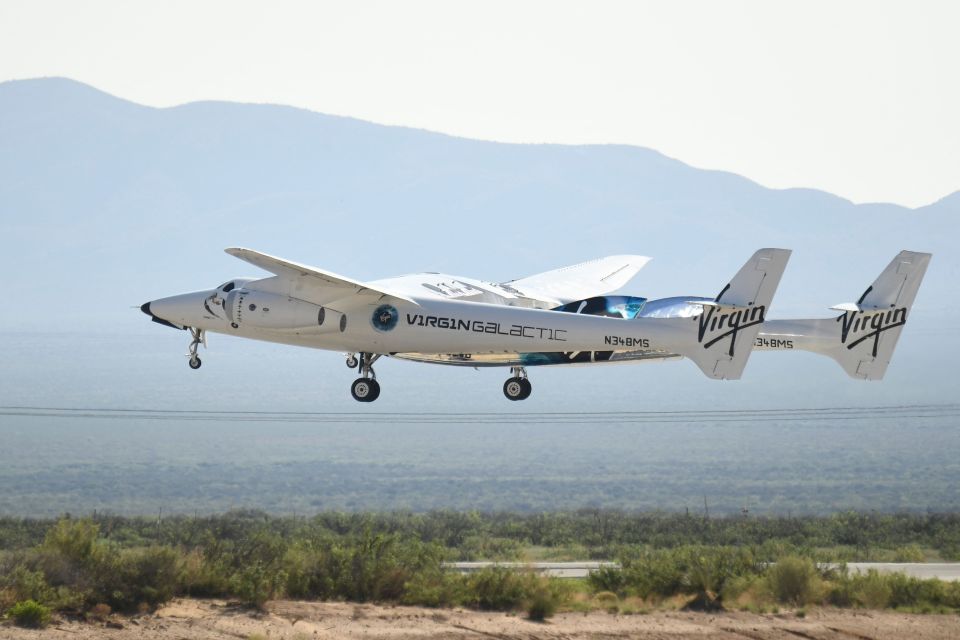 Sir Richard Branson takes off from a base in New Mexico aboard a Virgin Galactic vessel bound for the edge of space