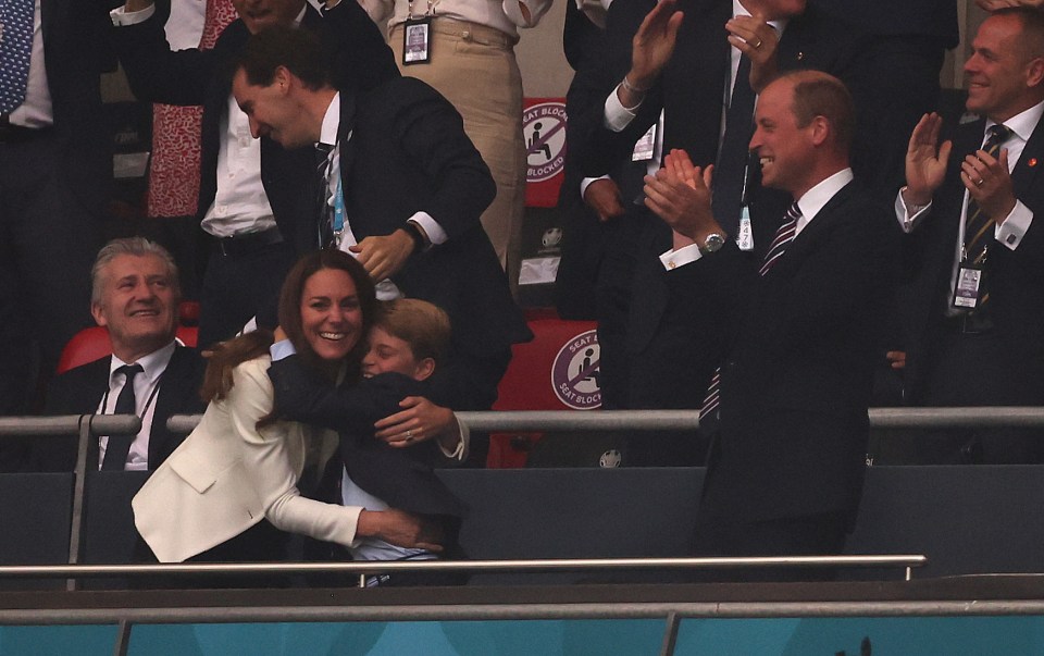 He was seen embracing the Duchess of Cambridge