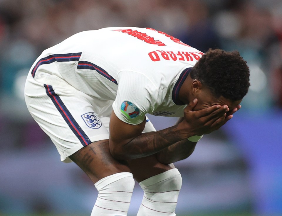 Marcus Rashford was devastated after missing a penalty for England in the Euros final