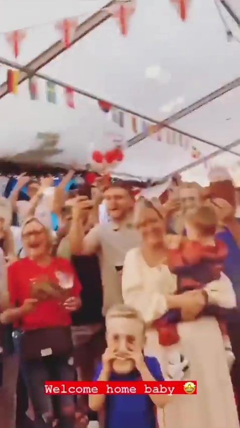 Friends and family cheered his arrival and some even wore 'Pickford' masks