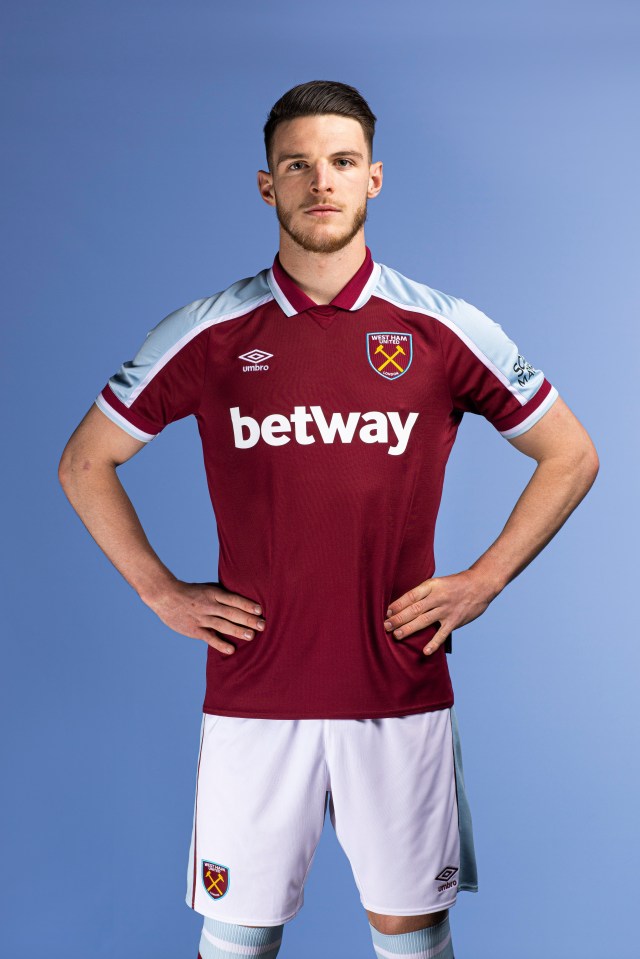 Hammers fans will be delighted to see Declan Rice modelling their flash new home kit for 2020-21