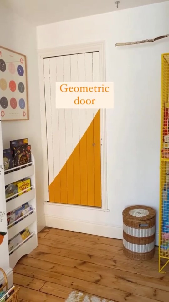 The asymmetrical door adds a great pop of colour in children's rooms