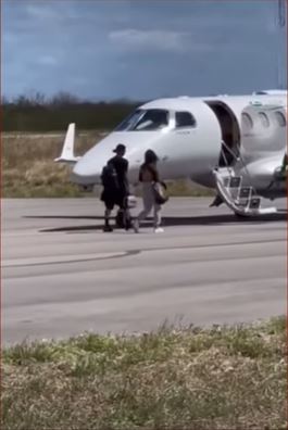 The pair were pictured boarding a private jet together in Brazil