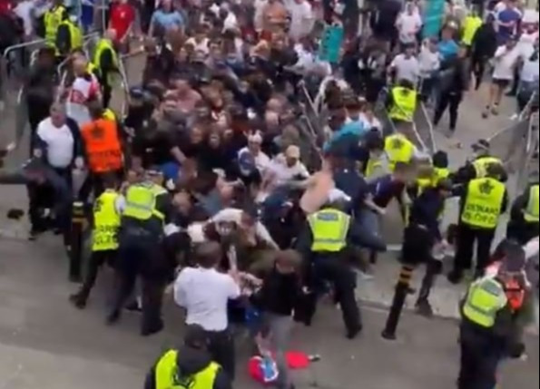 Fans broke down barriers at Wembley ahead of the final