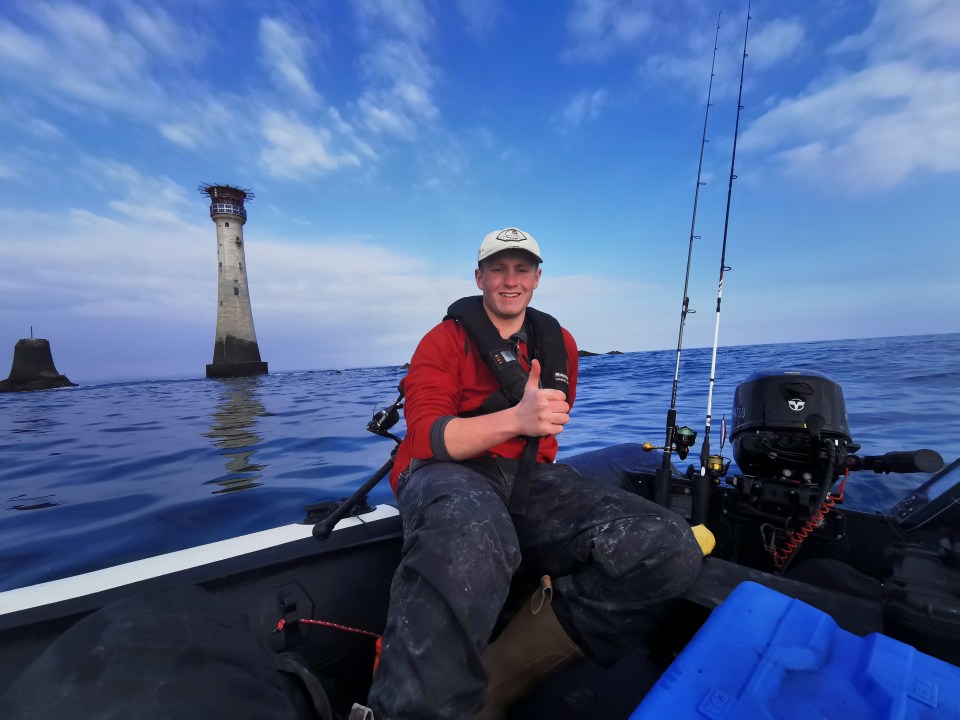 The 6ft long beast circled the small fishing boat owned by Oban Jones, 21