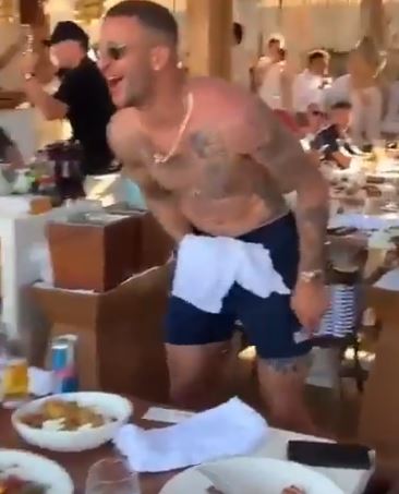 Kyle Walker blasted Sweet Caroline at  the top of his voice on holiday in Mykonos