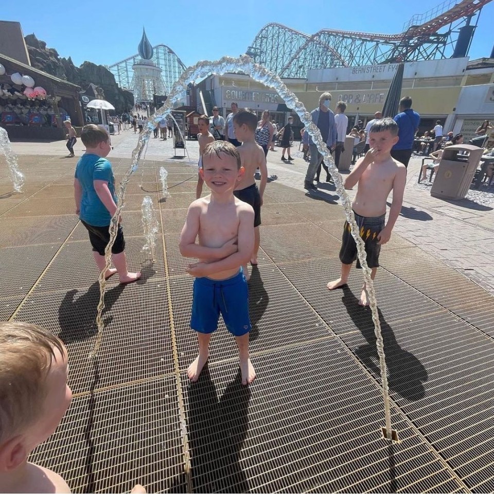 Coleen’s sons Kai, 11, Klay, eight, Kit, five, and Cass, three had fun in the sun