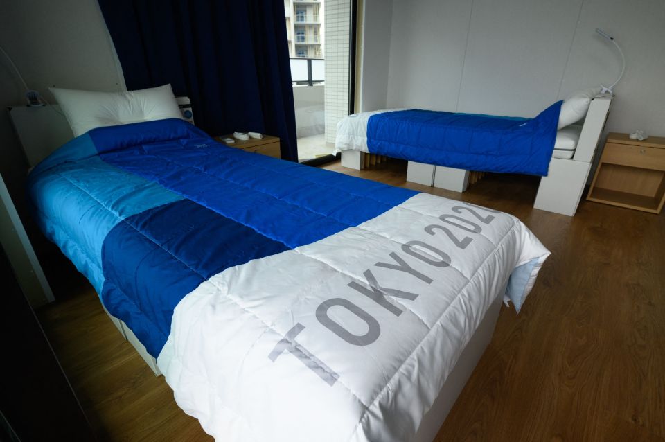 Single beds in the Olympic village at Tokyo 2020 can only withstand the weight of 200kg and are made of cardboard