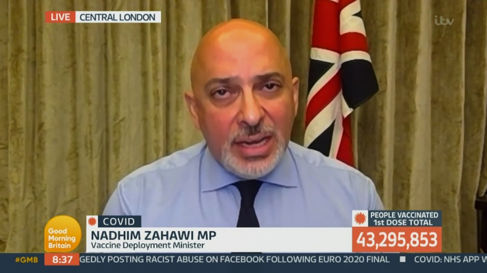 Vaccines minister Nadhim Zahawi urged people to carry on wearing masks