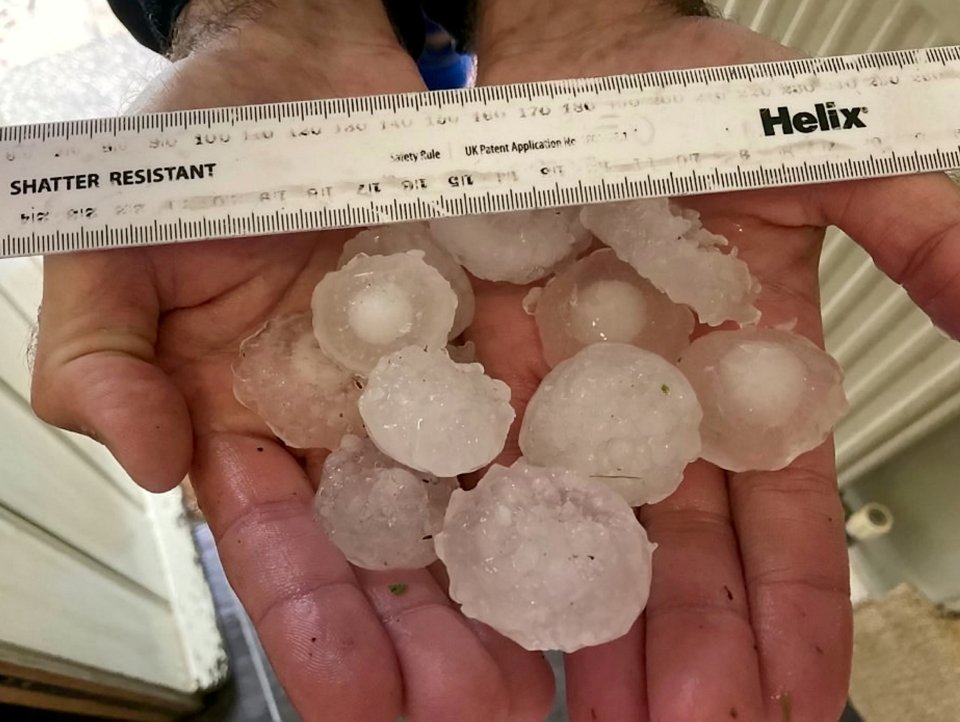 Hail the size of golf balls pelted Leciester yesterday