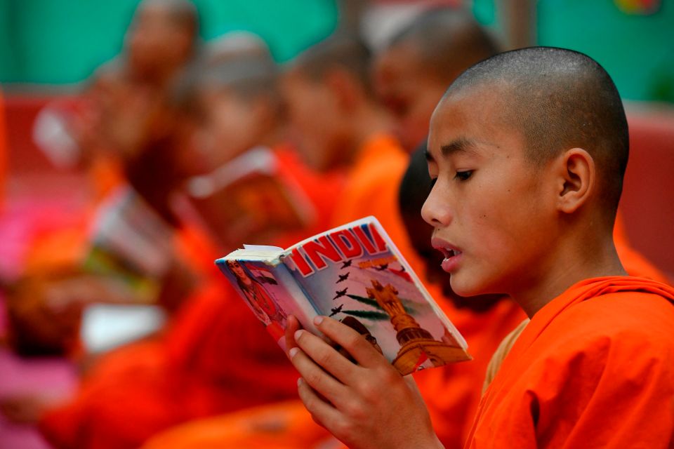 In monasteries, disciples chant hymns for their gurus