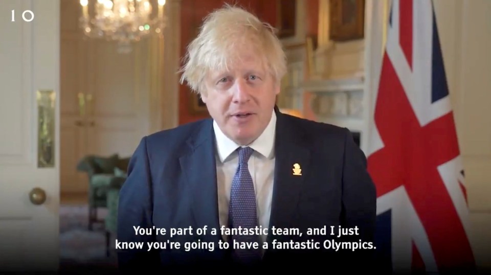 Boris Johnson recorded a video message for Team GB