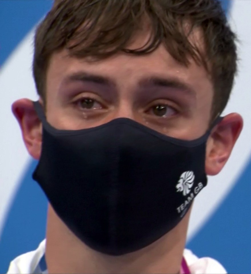 Tom Daley was in tears as the national anthem played