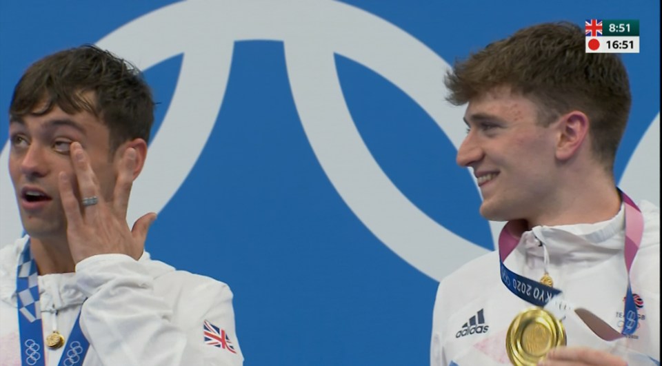 Tom Daley cut an emotional figure on the podium