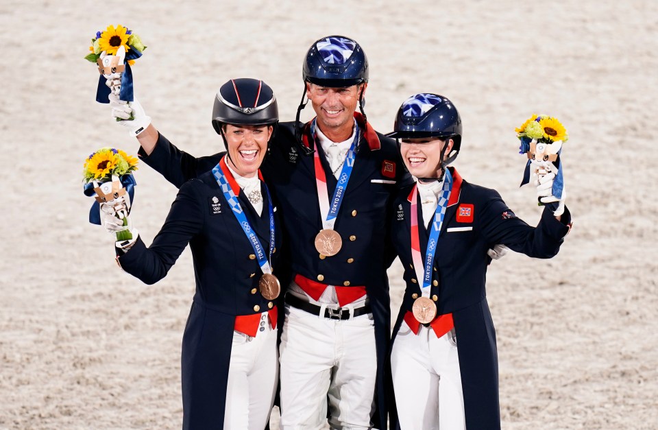 Great Britain’s Dujardin, Carl Hester, and Charlotte Fry scored 7,723 to finish third