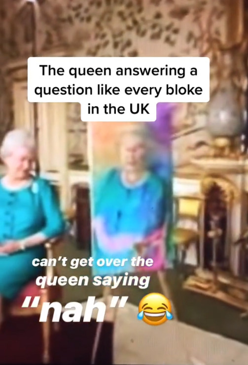 The Queen could be heard saying the slang term as she had her portrait painted