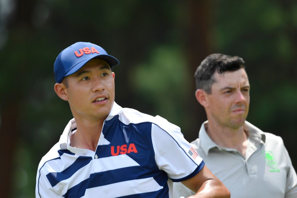 Open champion Collin Morikawa played alongside cap-less Rory McIlroy