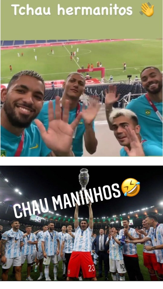 Douglas Luiz posted a photo saying 'bye little brothers' which propmpted Emi Martinez to respond with a snap of winning the Copa America