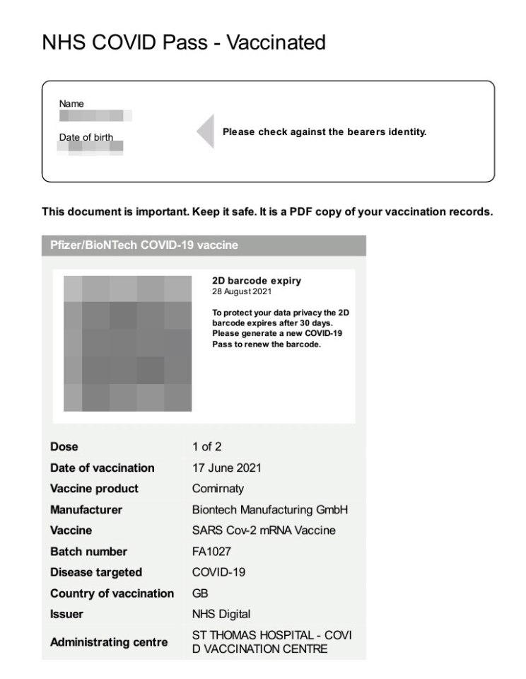 Brits can download their foreign vaccine passport through the app
