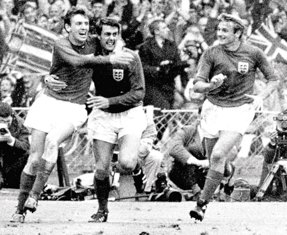 Ecstasy for England as Peters, Hurst and Hunt celebrate a historic victory at Wembley